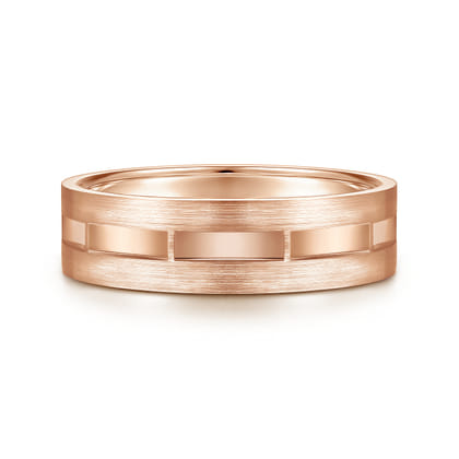 Elias - 14K Rose Gold 6mm - Interwoven Men's Wedding Band in Brushed and Satin Finish