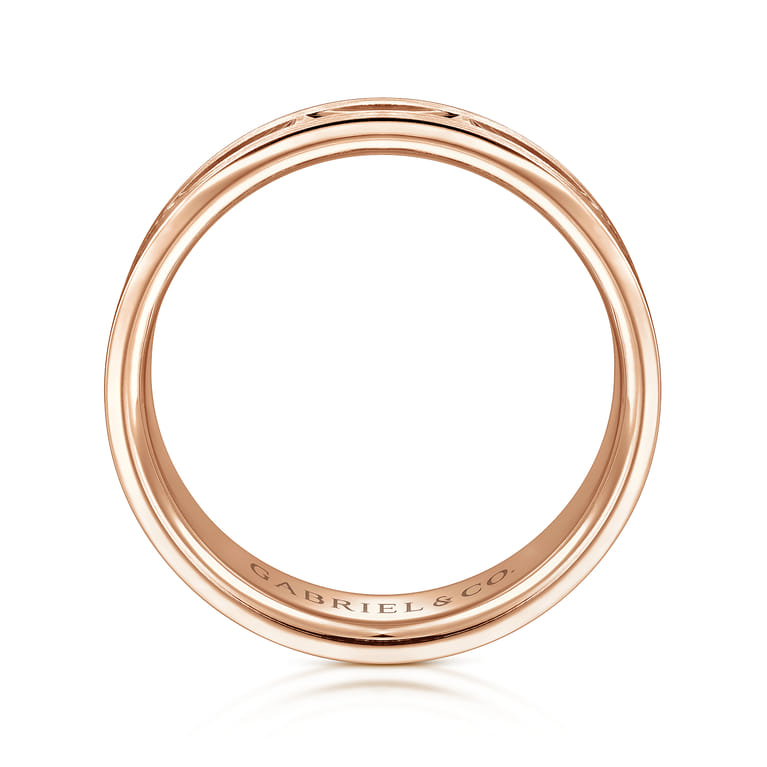 Elias - 14K Rose Gold 6mm - Interwoven Men's Wedding Band in Brushed and Satin Finish - Shot 2