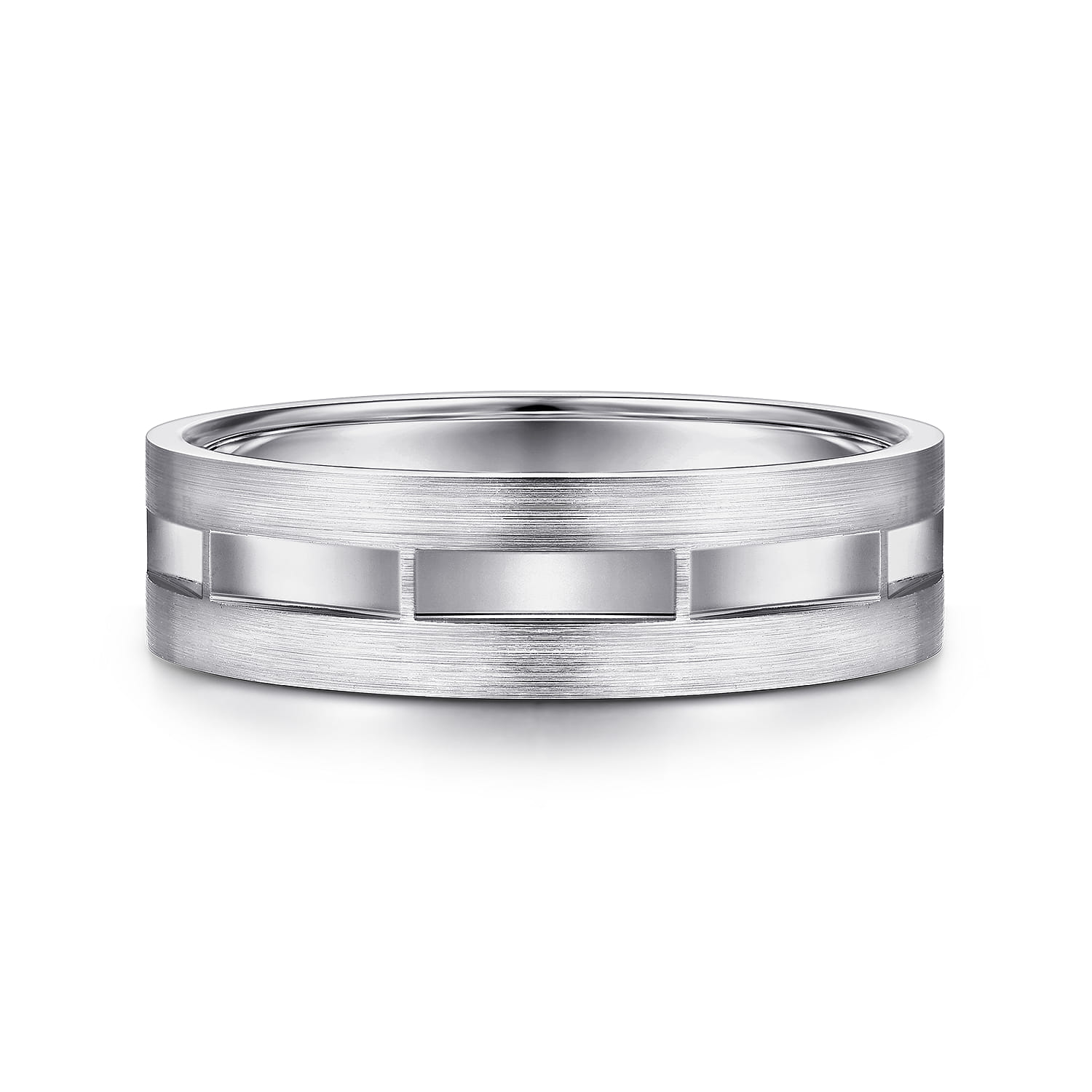 Elias - 14K White Gold 6mm - Interwoven Men's Wedding Band in Brushed and Satin Finish