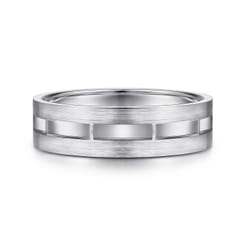 Elias - 14K White Gold 6mm - Interwoven Men's Wedding Band in Brushed and Satin Finish
