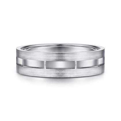 Elias - 14K White Gold 6mm - Interwoven Men's Wedding Band in Brushed and Satin Finish