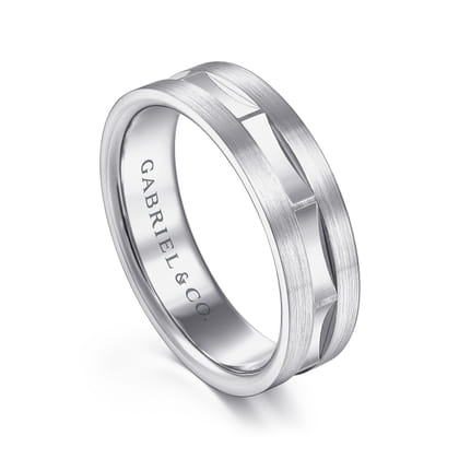 Elias - 14K White Gold 6mm - Interwoven Men's Wedding Band in Brushed and Satin Finish