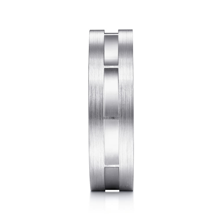 Elias - 14K White Gold 6mm - Interwoven Men's Wedding Band in Brushed and Satin Finish - Shot 4