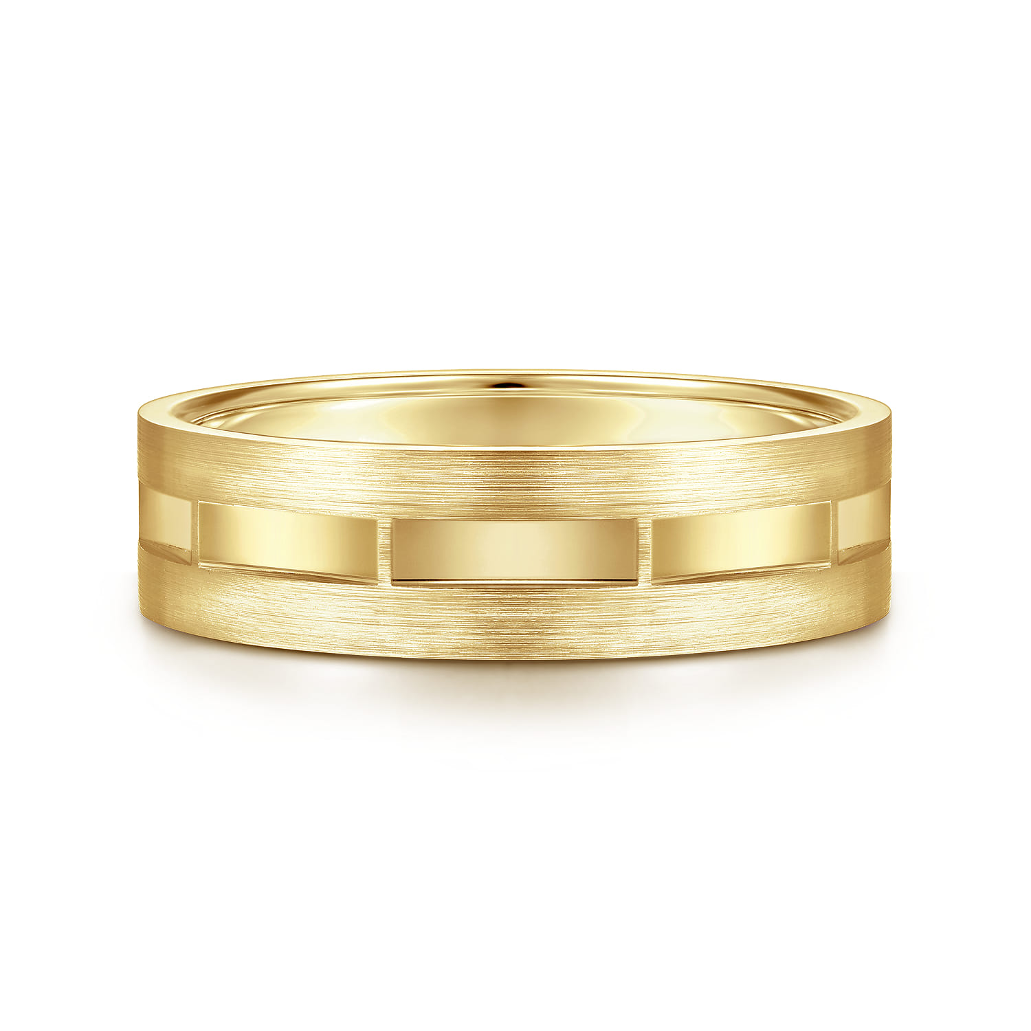 Elias - 14K Yellow Gold 6mm - Interwoven Men's Wedding Band in Brushed and Satin Finish