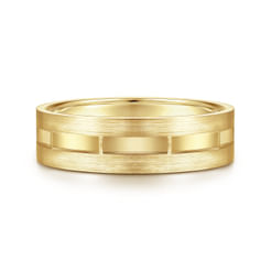 14K Yellow Gold 6mm - Interwoven Men's Wedding Band in Brushed and Satin Finish
