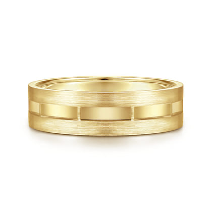 Elias - 14K Yellow Gold 6mm - Interwoven Men's Wedding Band in Brushed and Satin Finish