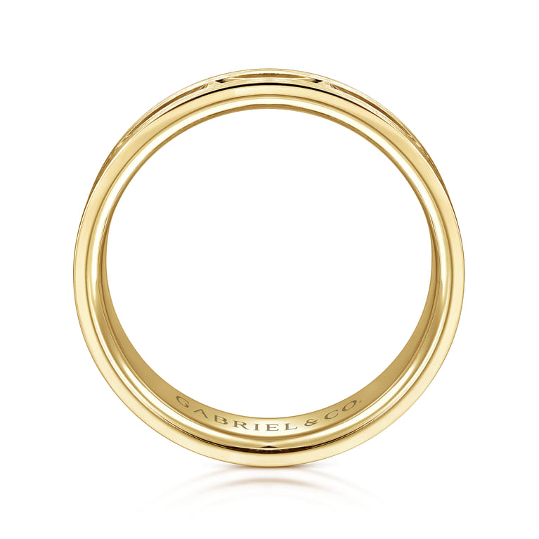 Elias - 14K Yellow Gold 6mm - Interwoven Men's Wedding Band in Brushed and Satin Finish - Shot 2