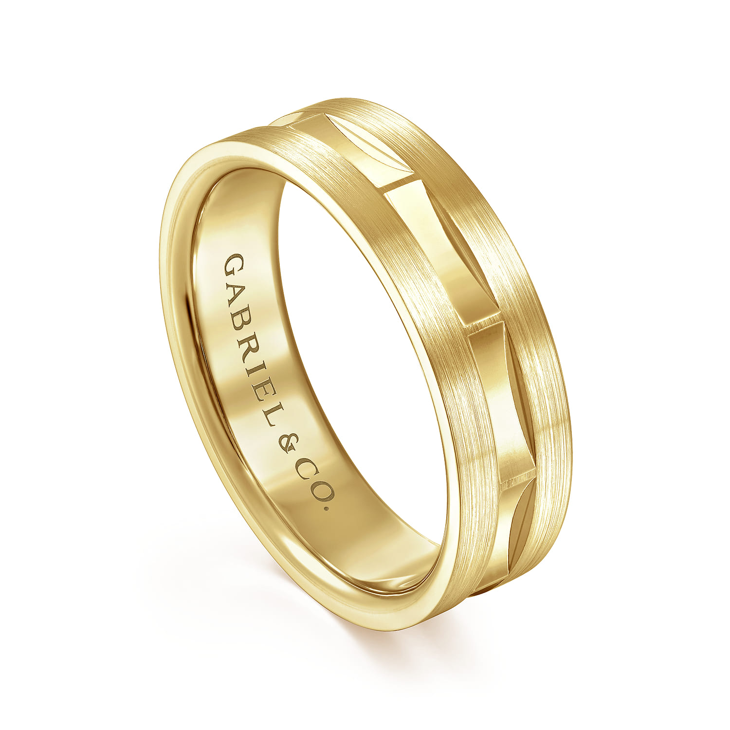 Elias - 14K Yellow Gold 6mm - Interwoven Men's Wedding Band in Brushed and Satin Finish