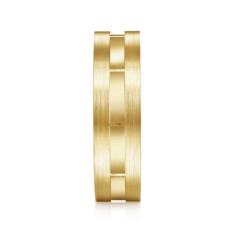 Elias - 14K Yellow Gold 6mm - Interwoven Men's Wedding Band in Brushed and Satin Finish - Shot 4