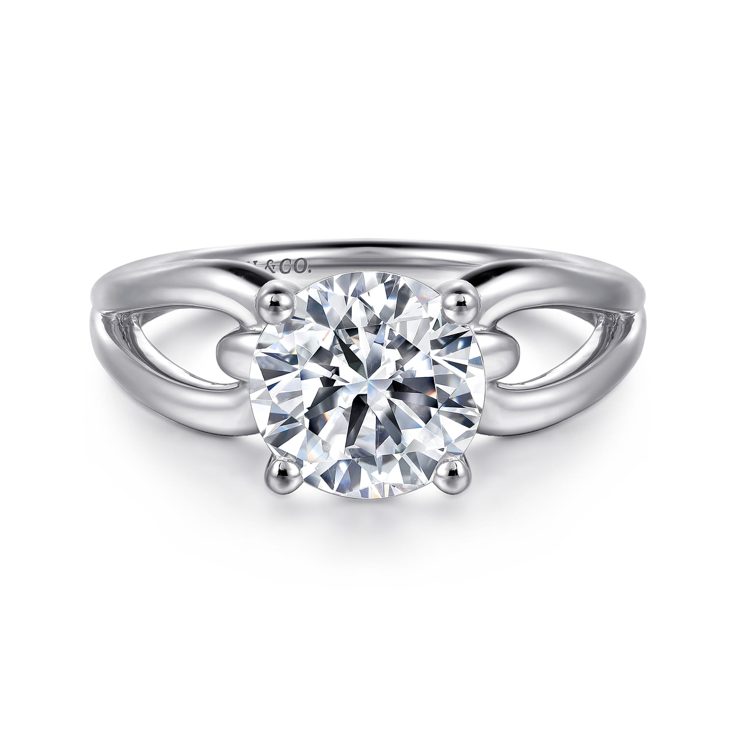 Elie - 14K White Gold Round Split Shank Diamond Engagement Ring