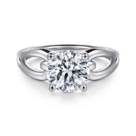 Elie - 14K White Gold Round Split Shank Diamond Engagement Ring