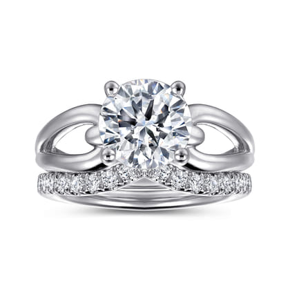 Elie - 14K White Gold Round Split Shank Diamond Engagement Ring