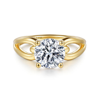 Elie - 14K Yellow Gold Round Split Shank Diamond Engagement Ring