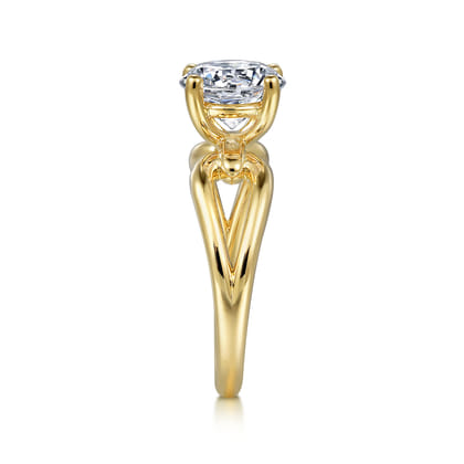 Elie - 14K Yellow Gold Round Split Shank Diamond Engagement Ring