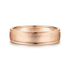 Elijah - 14K Rose Gold 6mm - Men's Wedding Band in Sandblast Finish