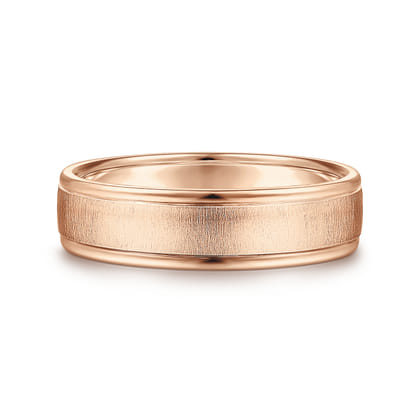 Elijah - 14K Rose Gold 6mm - Men's Wedding Band in Sandblast Finish