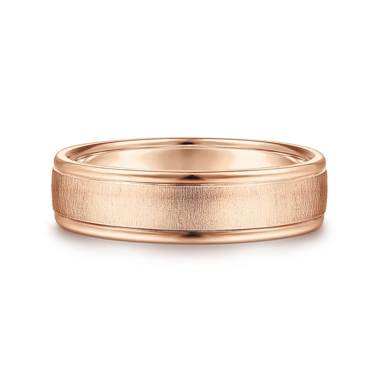 Elijah - 14K Rose Gold 6mm - Men's Wedding Band in Sandblast Finish - Shot 1