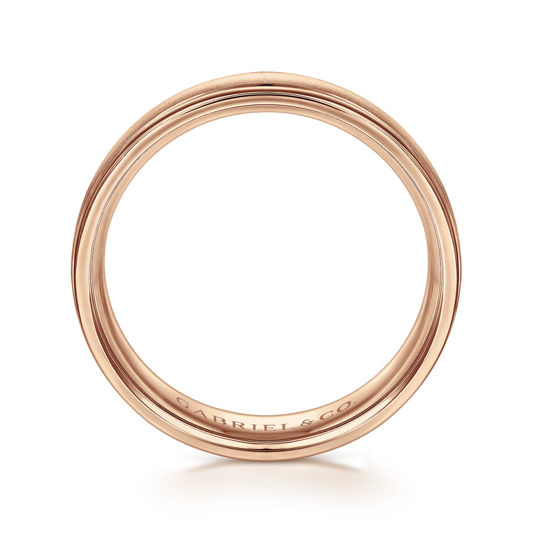 Elijah - 14K Rose Gold 6mm - Men's Wedding Band in Sandblast Finish - Shot 2