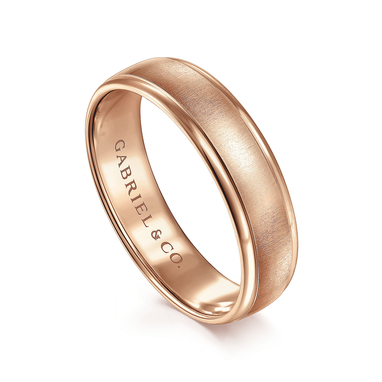 Elijah - 14K Rose Gold 6mm - Men's Wedding Band in Sandblast Finish