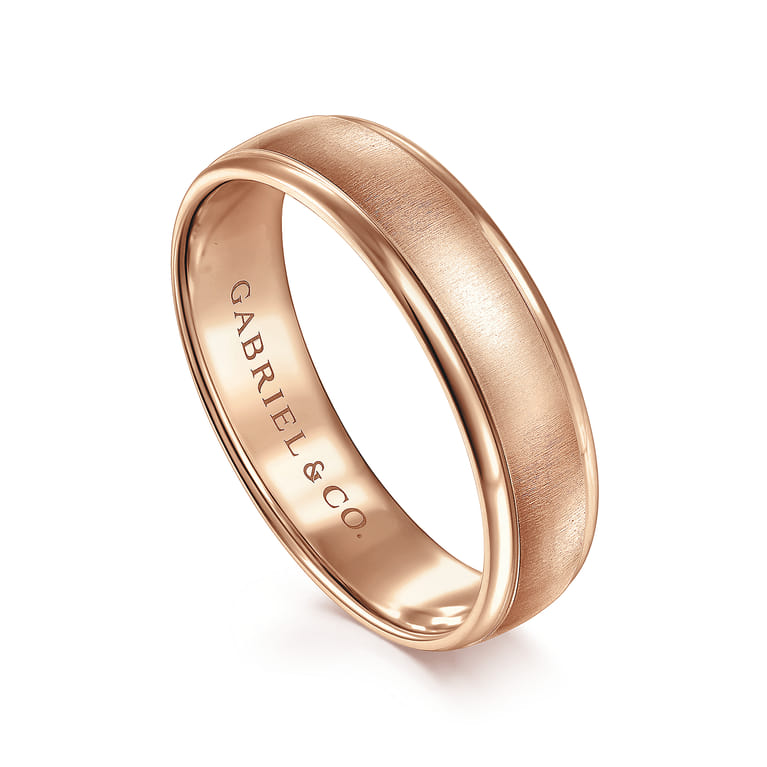 Elijah - 14K Rose Gold 6mm - Men's Wedding Band in Sandblast Finish - Shot 3