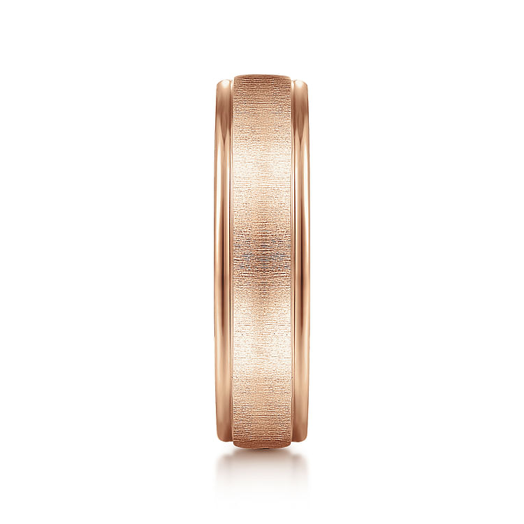 Elijah - 14K Rose Gold 6mm - Men's Wedding Band in Sandblast Finish