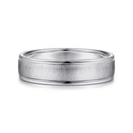 Elijah - 14K White Gold 6mm - Men's Wedding Band in Sandblast Finish