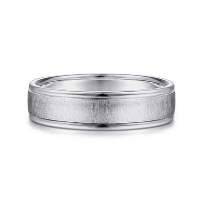 Elijah - 14K White Gold 6mm - Men's Wedding Band in Sandblast Finish