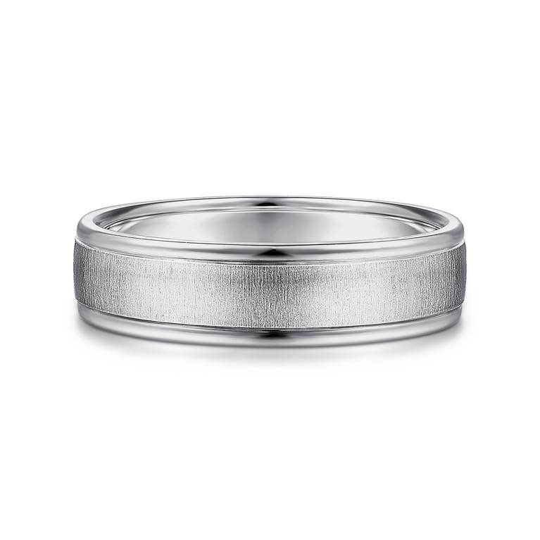 Elijah - 14K White Gold 6mm - Men's Wedding Band in Sandblast Finish - Shot 1