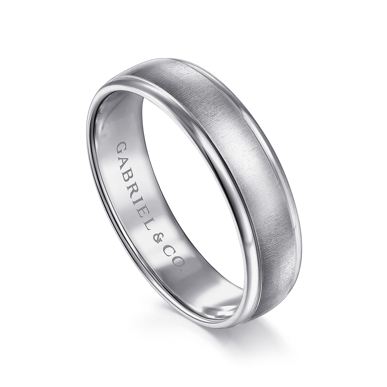 Elijah - 14K White Gold 6mm - Men's Wedding Band in Sandblast Finish - Shot 3