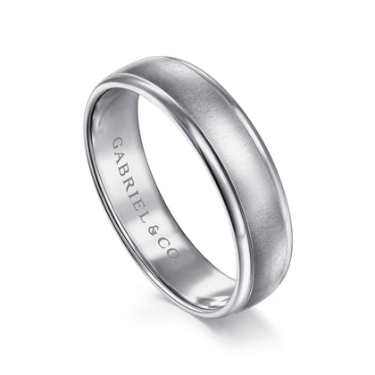 Elijah - 14K White Gold 6mm - Men's Wedding Band in Sandblast Finish