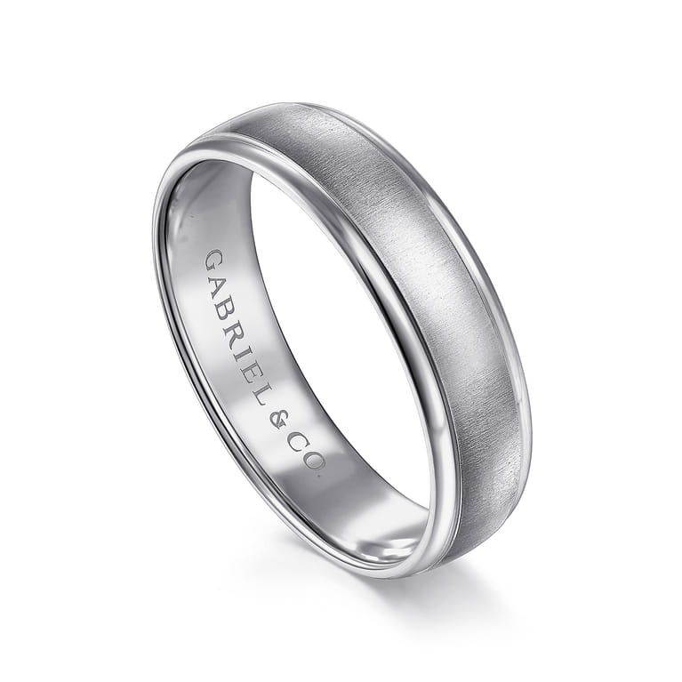 Elijah - 14K White Gold 6mm - Men's Wedding Band in Sandblast Finish - Shot 3
