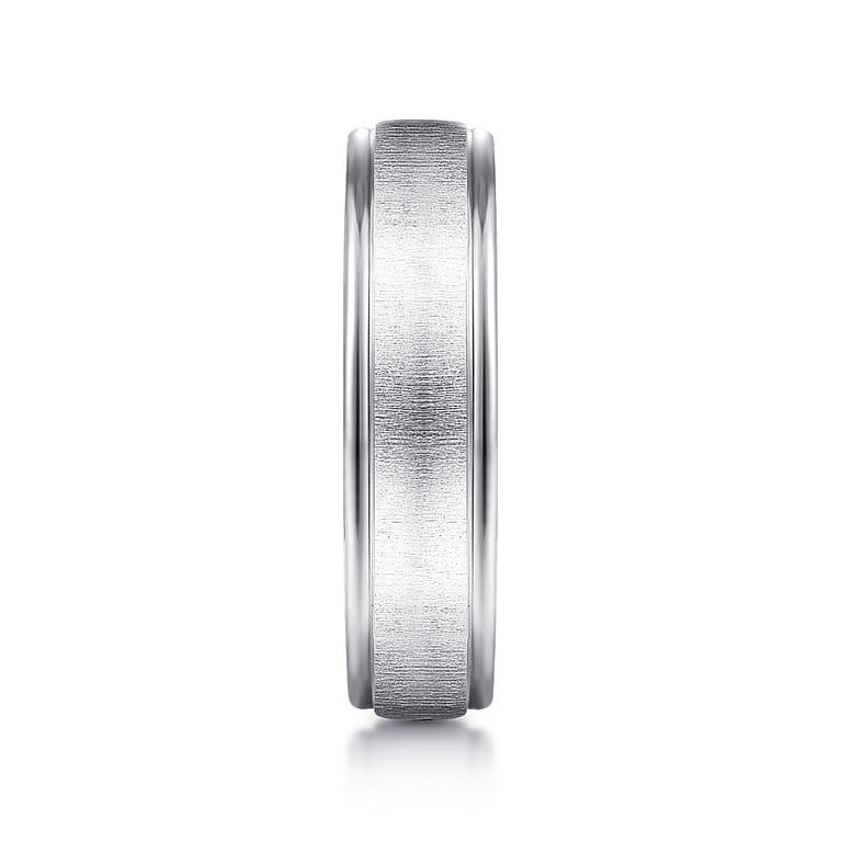 Elijah - 14K White Gold 6mm - Men's Wedding Band in Sandblast Finish - Shot 4