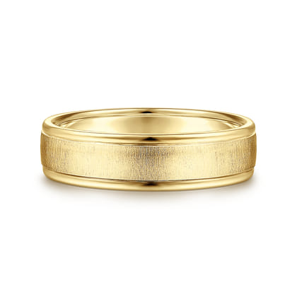 Elijah - 14K Yellow Gold 6mm - Men's Wedding Band in Sandblast Finish