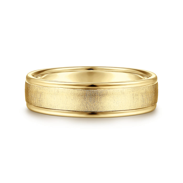 Elijah - 14K Yellow Gold 6mm - Men's Wedding Band in Sandblast Finish - Shot 1