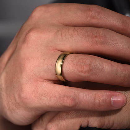 Elijah - 14K Yellow Gold 6mm - Men's Wedding Band in Sandblast Finish