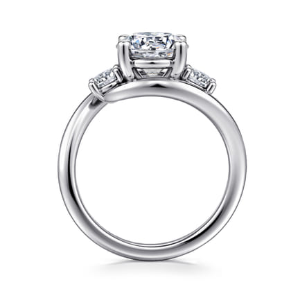 Elin - 14K White Gold Round Three Stone Diamond Engagement Ring