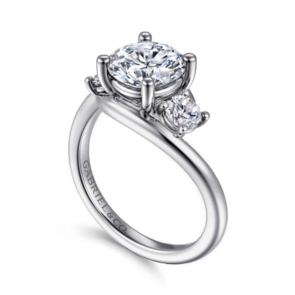 Elin - 14K White Gold Round Three Stone Diamond Engagement Ring