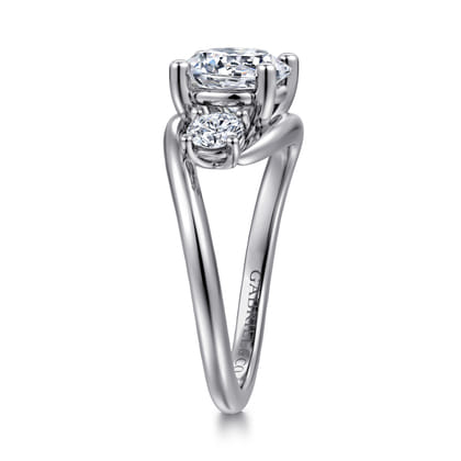 Elin - 14K White Gold Round Three Stone Diamond Engagement Ring