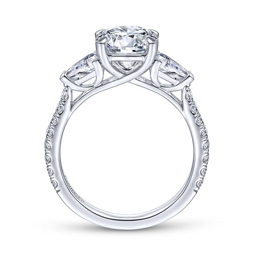 Elina - 14K White Gold Round 3 Stone Diamond Engagement Ring - 0.64 ct - Shot 2