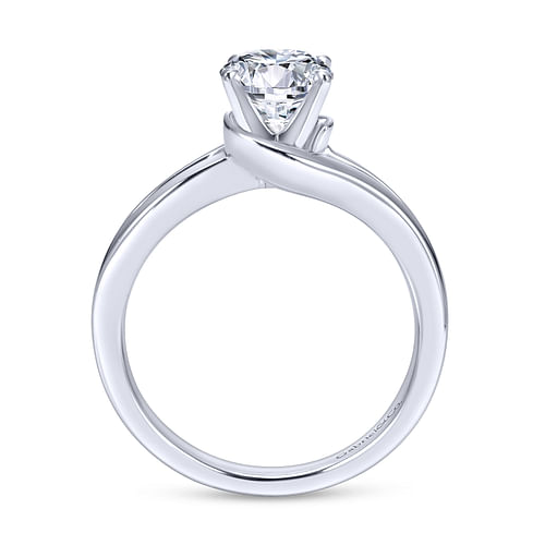 Elise - 14K White Gold Round Bypass Diamond Engagement Ring - Shot 2