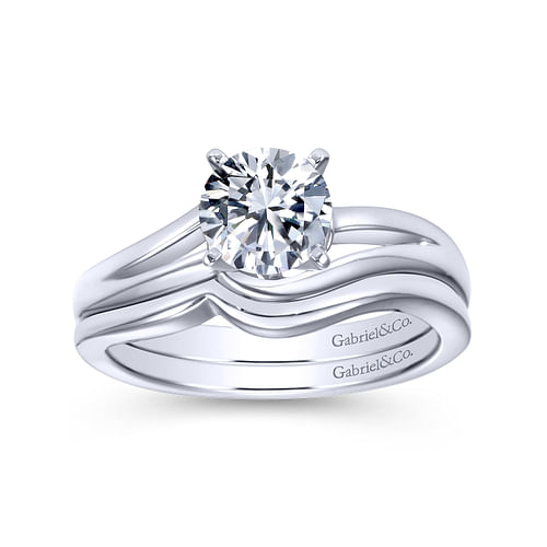 Elise - 14K White Gold Round Bypass Diamond Engagement Ring - Shot 4