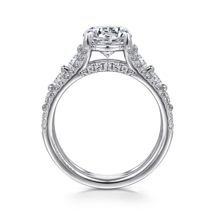 Elisse - 14K White Gold Wide Band Round Diamond Engagement Ring