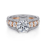 Elisse - 14K White-Rose Gold Wide Band Round Diamond Engagement Ring