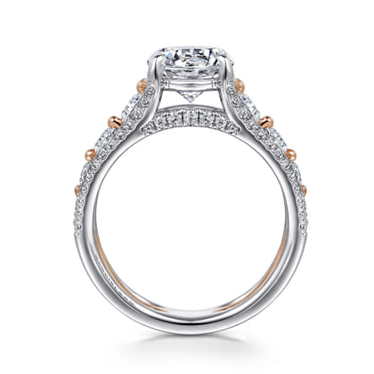Elisse - 14K White-Rose Gold Wide Band Round Diamond Engagement Ring