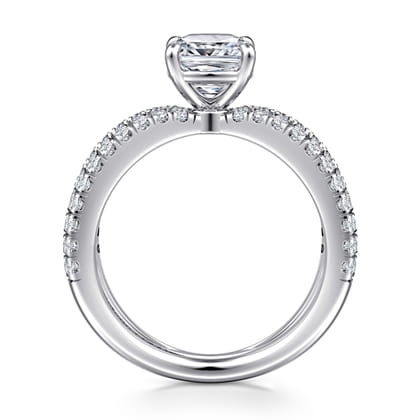 Elite - 14K White Gold Split Shank Cushion Cut Diamond Engagement Ring