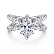 Elite - 14K White Gold Split Shank Marquise Shape Diamond Engagement Ring