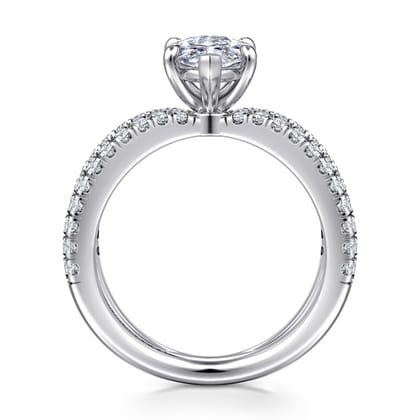 Elite - 14K White Gold Split Shank Marquise Shape Diamond Engagement Ring