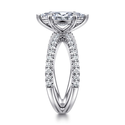 Elite - 14K White Gold Split Shank Marquise Shape Diamond Engagement Ring