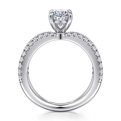 Elite - 14K White Gold Split Shank Oval Diamond Engagement Ring