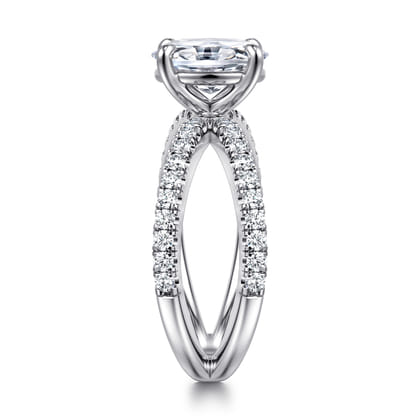 Elite - 14K White Gold Split Shank Oval Diamond Engagement Ring